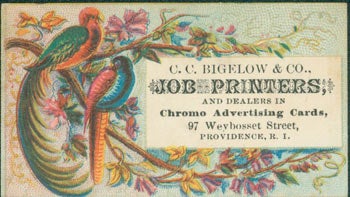 Item #63-7850 Business Card for C. C. Bigelow & Co., Job Printers and Dealers in Chromo Advertising Cards. C. C. Bigelow, Co, R. I. Providence.