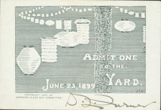Item #63-7858 Ticket for Harvard Class Day Committee. Signed by Turner. 1899 Harvard Class Day...