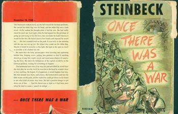 Item #63-7933 Original Dust Jacket for Once There Was A War. Original First Edition, DJ only. John Steinbeck.