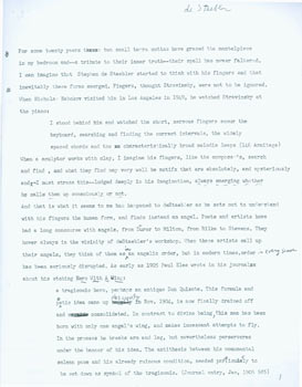 Item #63-7967 Copy of Annotated Essay By Peter Selz on Stephen de Staebler. Peter Selz