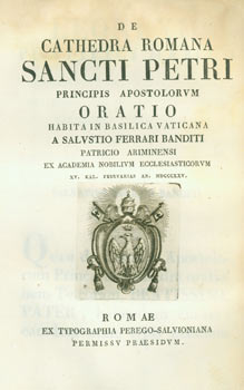 Item #63-7979 De Cathedra Romana Sancti Petri Principis Apostolorum. (bound with) Editto....