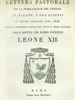 Item #63-7981 Lettera Pastorale Per La Pubblicazione Del Giubileo. Lino Contedini, P. F. Cardinal Vescovo, Rome.