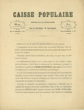 Item #63-8121 Caisse Populaire. Fondee Par La Prevoyance. Sous la Surveillance du Gouvernement. Maulde et Renou, Paris.