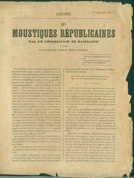 Item #63-8124 Les Moustiques Republicaines Par Un Republicain de Naissance. Original First Edition. Brutus-Navet Satyra.