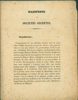 Item #63-8130 Manifeste Des Societes Secretes. Original First Edition. Marchand Roussel, Dorgal