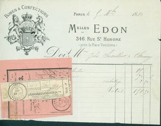 Item #63-8139 Receipt from Melles Edon (346 Rue St. Honore, Paris) to Jules Chevallier (Clamecy,...