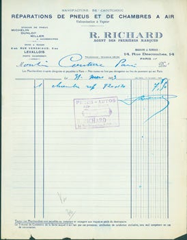 Item #63-8149 Receipt from R. Richard (14 Rue Descombes, Paris) to M. [Ceriture] (Paris), March...