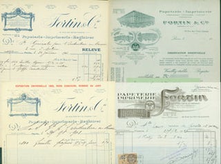 Item #63-8155 Four Receipt from Fortin & Cie (59 Rue De Petits Champs, Paris), 1901 - 1920....