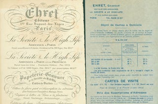 Item #63-8161 Business Brochures for Ehret, Graveur (1 bis Rue Dupont-Des-Loges, Paris). Graveur...