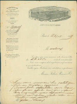 Item #63-8175 ALS from Morin, Fillot, Ricois & Cie (18-24 Rue De Sevres, Paris) October 26, 1899....