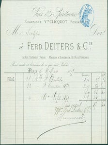 Item #63-8177 Receipt from Ferd. Deiters & Cie., Vins & Spiritueux, Champagne Veuve Clicquot...