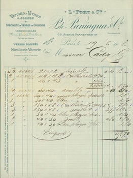 Item #63-8182 Receipt from L. Fort & Cie (69 Avenue Parmentier, Paris). June 19, 1908. L. Fort,...