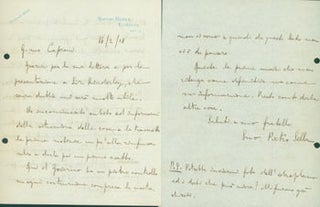 Item #63-8201 ALS from Pietro Sella to Gianni Caproni, February 16, 1918. Pietro Sella