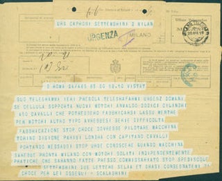 Item #63-8207 Telegram from Dottor [Attilio] Scalabrini (114 Via Nazionale, Roma) to Gianni...