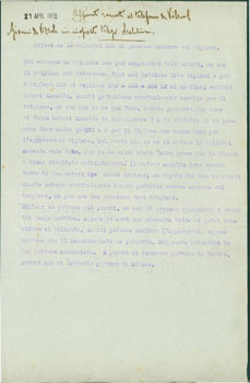 Item #63-8208 TL with MS note in margin from Gianni Caproni to Dottor [Attilio] Scalabrini (114 Via Nazionale, Roma), April 21, 1918. Gianni Caproni.