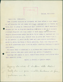 Item #63-8212 TL with MS notes, [from Pietro Sella] to Tumminelli, March 23, 1918. Pietro Sella