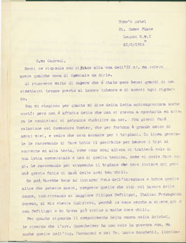 Item #63-8215 TLS from Pietro Sella to Gianni Caproni, March 21, 1918. Pietro Sella.