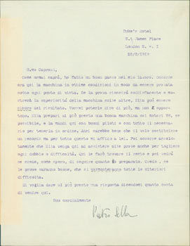 Item #63-8216 TLS from Pietro Sella to Gianni Caproni, March 25, 1918. Pietro Sella.