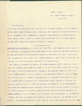 Item #63-8218 TLS from Pietro Sella to Gianni Caproni, March 14, 1918. Pietro Sella