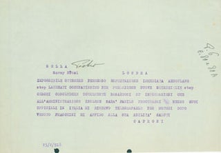 Item #63-8231 TccLS from Pietro Sella to Gianni Caproni, February 23, 1918. Pietro Sella