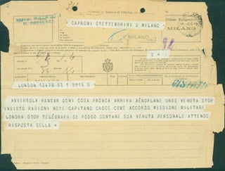 Item #63-8233 Telegram from Pietro Sella to Gianni Caproni, May 4, 1918. Pietro Sella