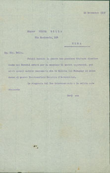 Item #63-8236 TccL [the Government of Paraguay] to Pietro Sella, September 10, 1918. Government...