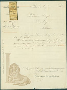 Item #63-8248 Receipt from Chauchard & Cie. (Paris) to M. Eug. Mazel, June 3, 1884. Chauchard,...