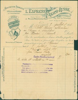 Item #63-8258 Receipt from L'Express Franco-Russe (119 Boulevard de Sebastopol, Paris) to M....