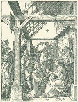Item #63-8339 Die Anbetung Der H. Drei Konige. Deutsche Schule. XVI Jahrhundert Holzschnitt. Bartsch no. 3. Albrecht Durer.