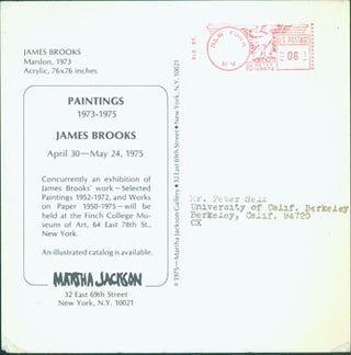 Item #63-8404 James Brooks, Paintings 1973 - 1975, April 30 - May 24, 1975. Martha Jackson (NY)....