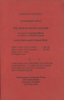 Item #63-8433 The Jews In Polish Culture. Uncorrected Proof. Aleksander Hertz, Czeslaw Milosz,...