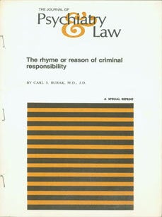 Item #63-8466 The Rhyme Or Reason Of Criminal Responsibility. Reprint from The Journal of...