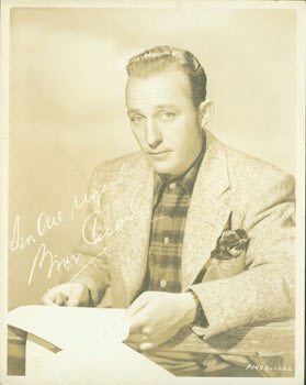 Item #63-8528 Promotional 8 x 10 Septiatone Photograph of Bing Crosby, With Facsimile Reprint Autograph. 20th Century Hollywood Photographer, B. Matthews?