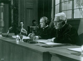 Item #63-8589 Promotional B&W Photograph for Judgment At Nuremberg, featuring Spencer Tracy....
