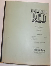 Item #63-8667 Hollywood Red. The Autobiography of Lester Cole. Uncorrected Galleys. Lester Cole.