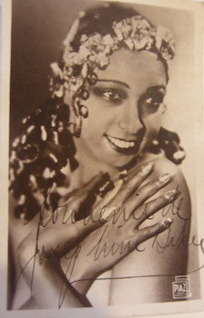 Item #63-8674 Josephine Baker Autographed Post Card. Studio Piaz, Teddy Piaz, Josephine Baker,...