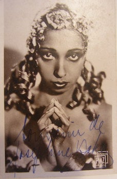 Item #63-8675 Josephine Baker Autographed Post Card. Studio Piaz, Teddy Piaz, Josephine Baker,...