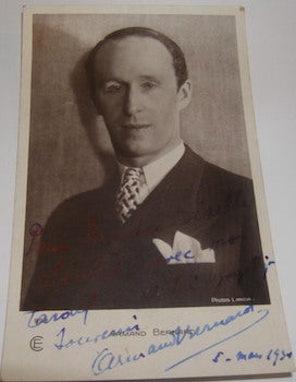 Item #63-8697 Armand Bernard Autographed Post Card, dated March 5, 1934. Cinemagazine-Edition,...