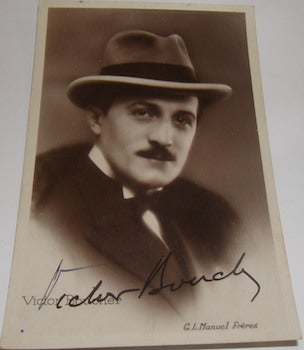 Item #63-8704 Victor Boucher autographed post card. A. Noyer, G. L. Manuel Freres, Victor Boucher, Paris, phot.
