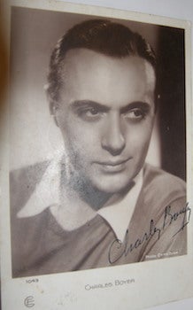 Item #63-8706 Charles Boyer autographed post card. Cinemagazine, Otto Dya, Charles Boyer, phot