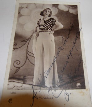 Item #63-8752 Post Card signed by French film star Florelle. Films Paramount, Florelle