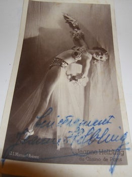 Item #63-8798 Post card autographed by Jeanne Helbling. G L. Manuel Freres, Jeanne Helbling, Paris