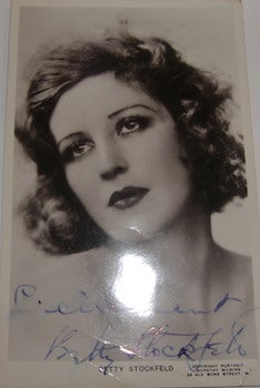 Item #63-8891 Post Card autographed by Betty Stockfeld. Dorothy Wilding, Betty Stockfeld, London