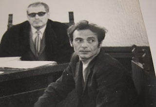 Item #63-8997 B&W Photograph of anarchist Pietro Valpeda at trial. Photo Keystone, Paris