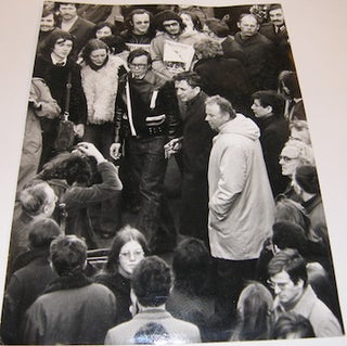 Item #63-9046 B&W Photograph of Edmond Maire & Georges Seguy at student protest, April 9, 1973....