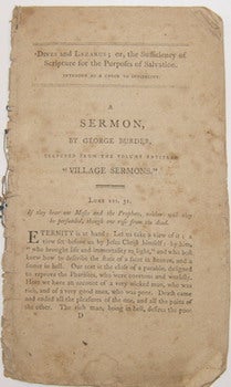 Item #63-9065 A Sermon By George Burder, Selected From the Volume Entitled "Village...
