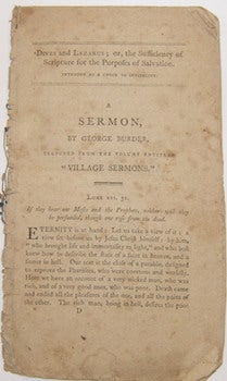 Item #63-9065 A Sermon By George Burder, Selected From the Volume Entitled "Village Sermons."...