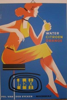Item #63-9197 Poster Advert for Lex Water Citroen Orange drink. Pol Van Der Eycken, Belgium Meerbeke