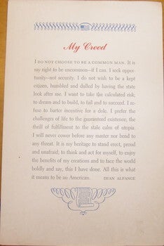 Item #63-9231 My Creed. Dean Alfange