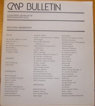 Item #63-9232 CMP Bulletin. Volume I, Number 3. California Museum Of Photography, University of...